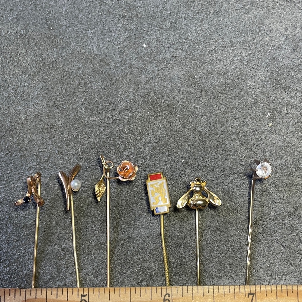 Vintage Gold Stickpin Lot - some Krementz